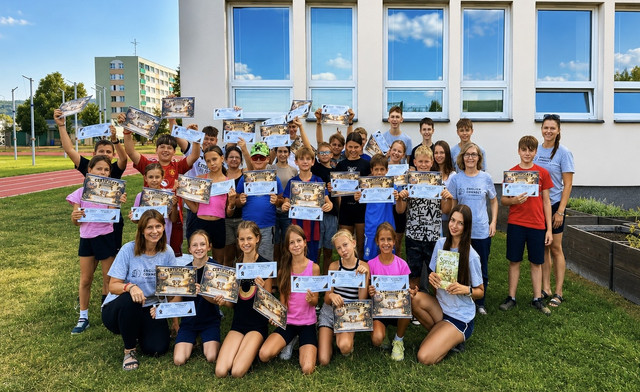 Students celebrating at the Czech English Summer Camp